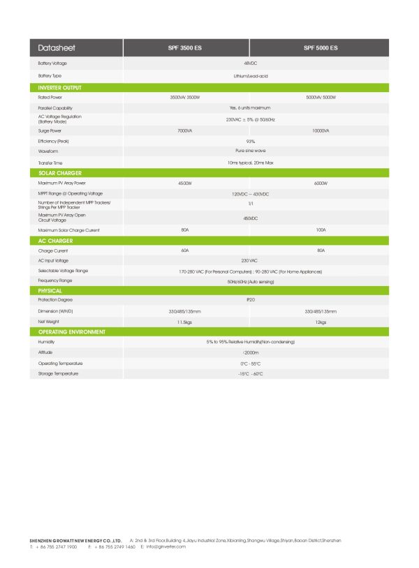 Growatt SPF 3500~5000 ES
