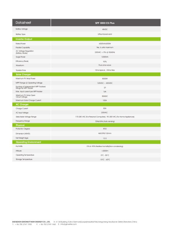 Growatt SPF 6000 ES Plus